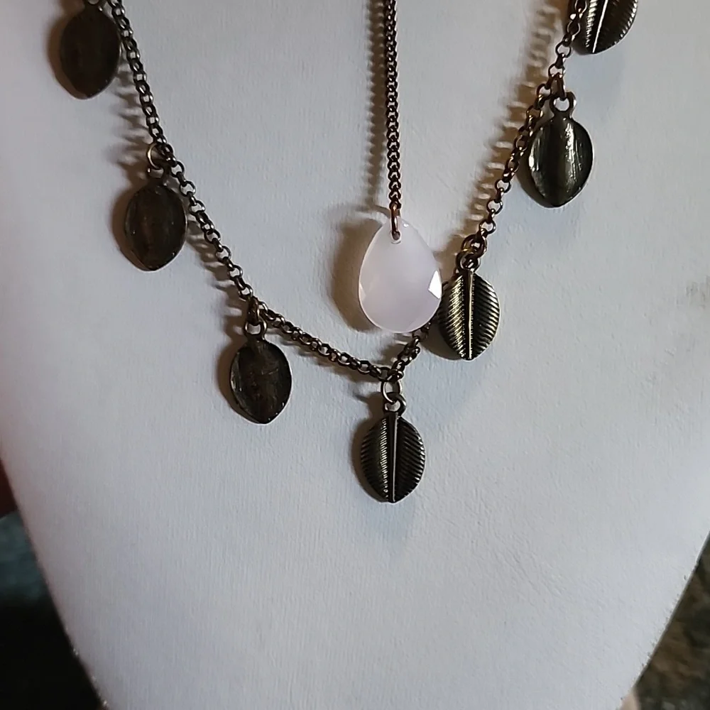 Long layered Boho Bronze Shell Longline necklace.